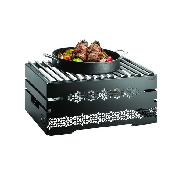 Rosseto Serving Solutions Mosaic Multi-Chef 10" Black Matte Warmer Kit w/ Grill, 3 Fuel Holders, & Reversible Burner Stand SK053
